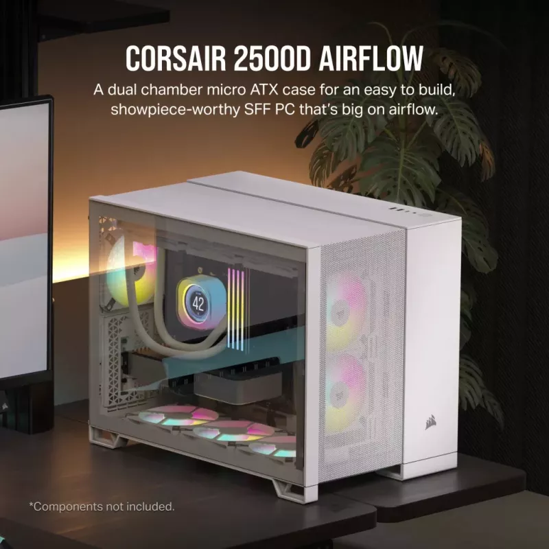 Corsair 2500D AIRFLOW Micro ATX Dual Chamber Obudowa PC – Biała CC-9011264-WW