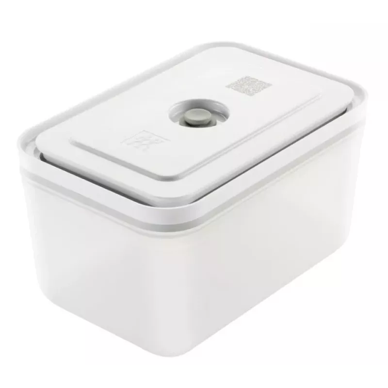 Pojemnik do pakowania próżniowego ZWILLING 36807-007-0, prostokątny plastikowy pojemnik na żywność, 1,1 l i 2,3 l, hermetyczna pokrywka z możliwością blokowania, odłączany, półprzezroczysty biały