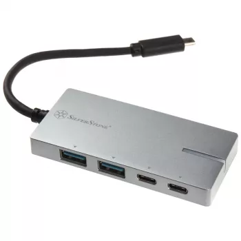Adapter USB 3.1-C SILVERSTONE SST-EP09C — łączność USB-C na USB-A, srebrne wykończenie