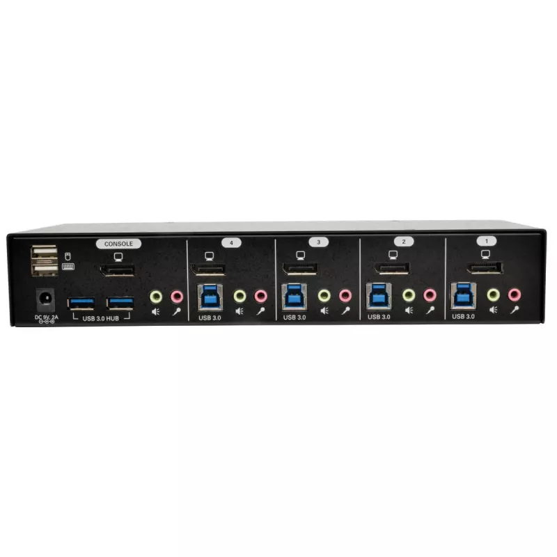 EATON TRIPPLITE 4-portowy przełącznik KVM DisplayPort z kablami audio i hubem USB 3.0 SuperSpeed (B004-DPUA4-K)