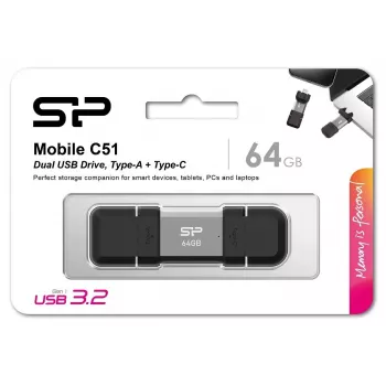 Pamięć USB Silicon Power 64 GB USB Typ-A USB Typ-C SP064GBUC3C51V1S