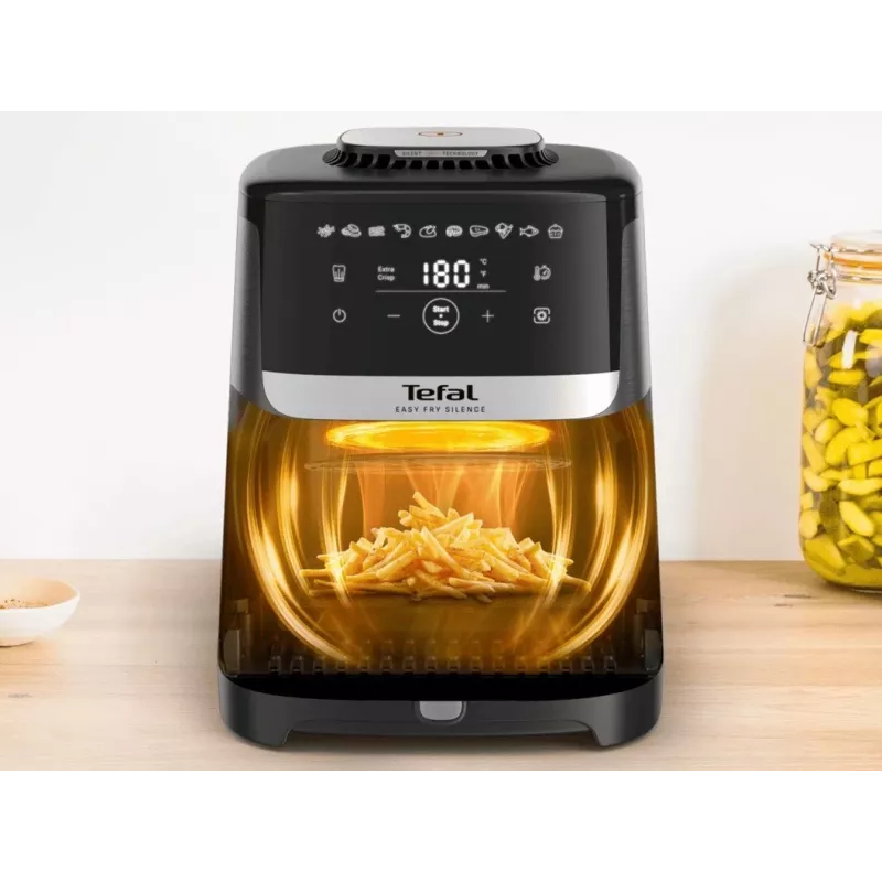 Frytownica Tefal Easy Fry Silence EY551HE0 Pojedyncza 5 L Wolnostojąca Frytownica beztłuszczowa Czarna, Szara, Stal nierdzewna