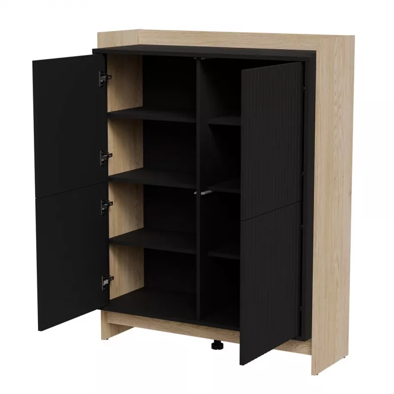 Cama PORTO komoda 100x38x130 dąb/czarny
