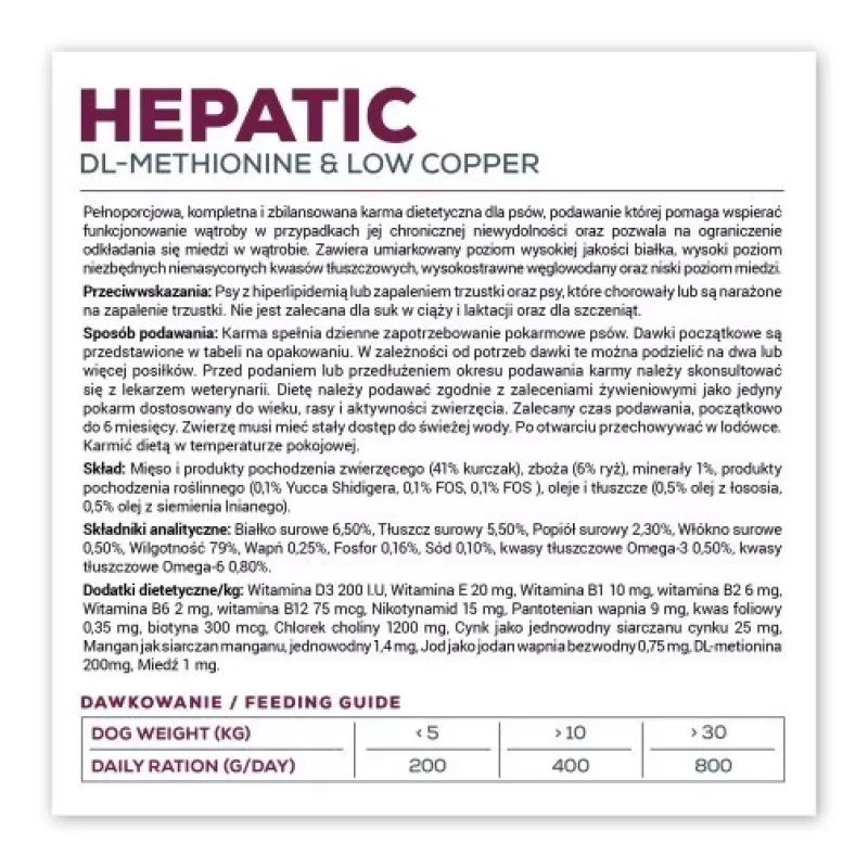 Mokra karma dla psów VETEXPERT Veterinary Diet Hepatic, 400 g, wsparcie wątroby, smak mięsny