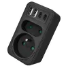 Rozgałęźnik zasilania MACLEAN MCE249 F/B — 2 gniazda AC (16A + 6A) z 2×USB-A i 2×USB-C PD 20W, wtyk EU, czarny
