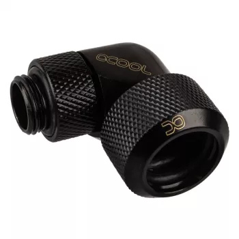 Alphacool Eiszapfen 16mm HardTube złączka wkręcana 90° obrotowa G1/4 - kątowa złączka zaciskowa do chłodzenia cieczą - głęboka czerń