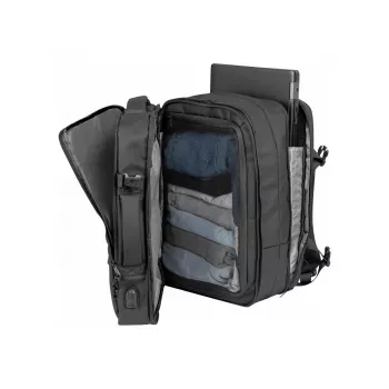 Plecak outdoorowy NATEC NTO-2116 bezramowy poliestrowy czarny 330×240×440 mm z kieszenią na tablet i 10 kieszeniami