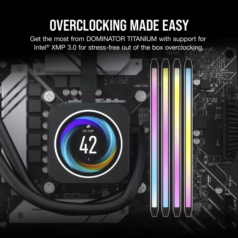 CORSAIR DOMINATOR TITANIUM RGB 96GB 2x48GB DDR5 6400MT/s DIMM Unbuffeczerwony 32-40-40-84 Std PMIC XMP 3.0 Biały radiator 1,4 V