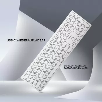 ALOGIC Echelon USB-C – bezprzewodowa klawiatura wielokrotnego ładowania QWERTZ pełnowymiarowa