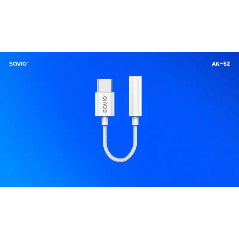 Adapter audio USB Type 3.1 C (M) – Jack 3,5mm (F) Biały SAVIO AK-52