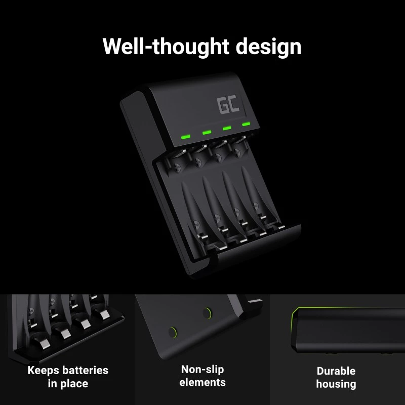 Ładowarka do akumulatorów zielony Cell GC VitalCharger z 4 akumulatorami NiMH AA 2000 mAh
