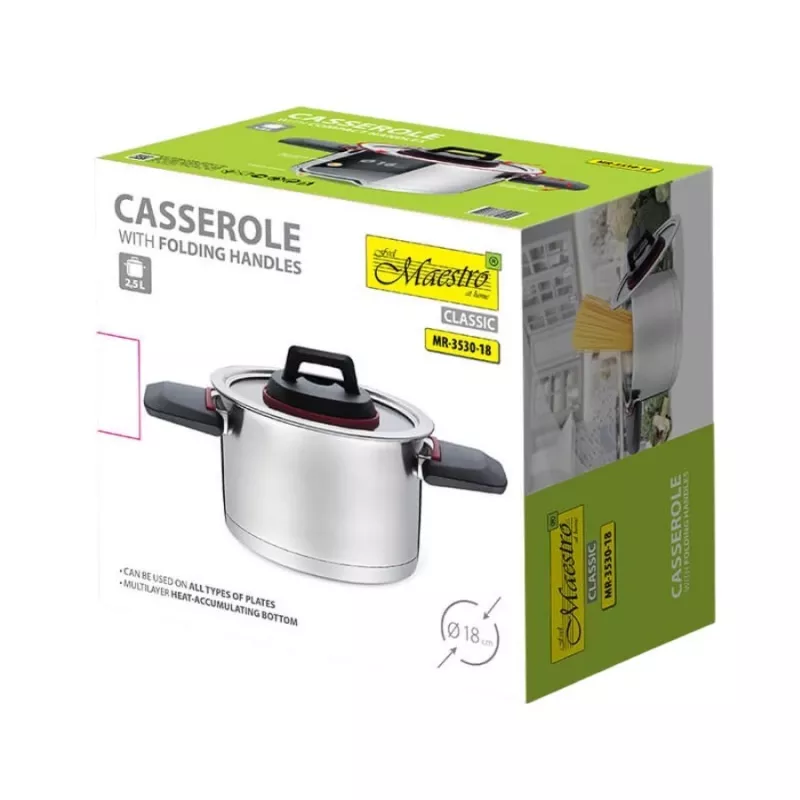 Garnek Maestro MR-3530-18 ze składanymi uchwytami 2,3 l