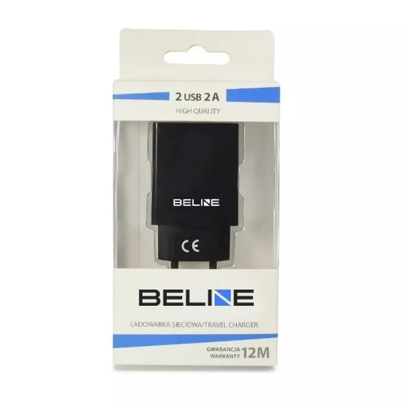 Ładowarka podróżna Beline Beli0012 — 2 porty USB, wyjście 2A, czarna