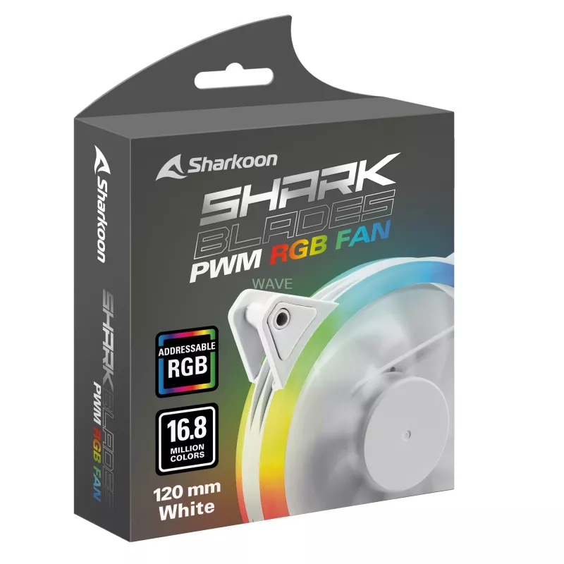 SHARKOON Shark Blades 120mm ARGB PWM Wentylator Obudowy - Biały