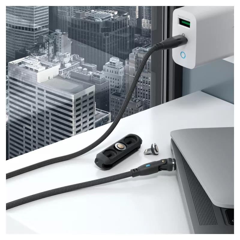 Kabel USB RealPower MagneticCharge 100 1m USB C Czarny