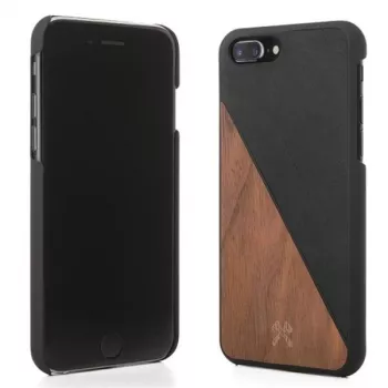 Ochronne etui z drewna i skóry Woodcessories EcoSplit do iPhone 7 Plus / 8 Plus — Orzech czarny