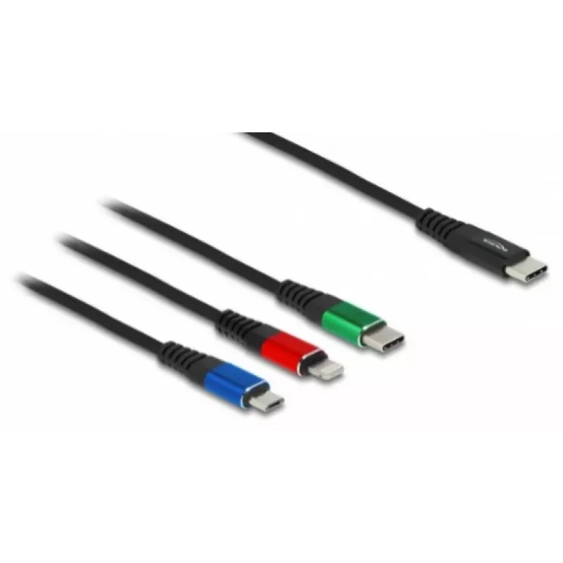 Kabel ładujący DeLOCK 3 w 1 USB Type-C na Lightning Micro USB 1 m
