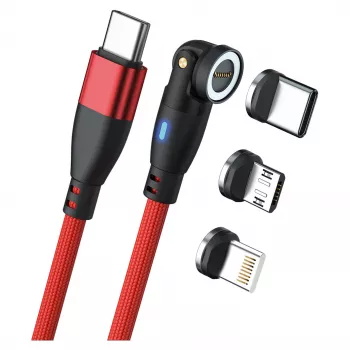 Kabel USB RealPower MagneticCharge 100 1m USB C Czerwony Szybkie Ładowanie