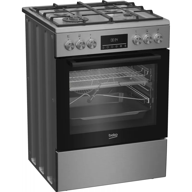 Kuchenka BEKO | FBMA61330GXDT | Typ płyty grzewczej: Gazowa | Typ piekarnika: Elektryczny | Stal nierdzewna | Szerokość 60 cm | Grillowanie | LED | Głębokość 60 cm | 72 L
