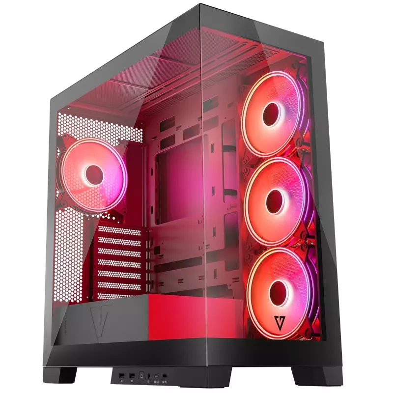 Obudowa PC MODECOM Volcano SPACE APEX ARGB Midi Tower, hartowane szkło, USB-C, obsługa ATX/microATX/Mini-ITX, GPU do 430 mm, chłodzenie CPU do 180 mm