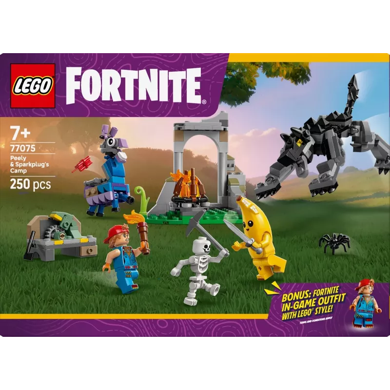 LEGO FORTNITE 77075 Obóz Peely'ego i Sparkpluga