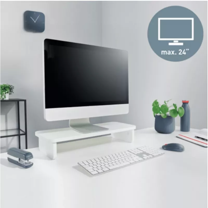 Uchwyt monitora LEITZ Freestanding 64340001 — podstawka biurkowa dla ekranów 61 cm (24 cale), udźwig 20 kg, regulacja wysokości, biały