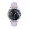 Smartwatch Colmi L28 srebrno-fioletowy z fioletowym skórzanym paskiem