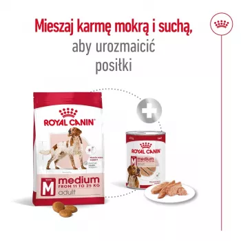 Sucha karma dla psów Royal Canin SHN Medium Adult 15 kg — kompletne żywienie dla dorosłych psów ras średnich, drób, 25% białka, 14% tłuszczu