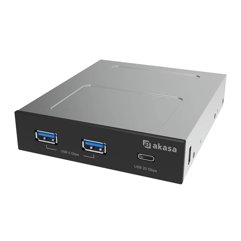 Akasa Panel USB 20 Gb/s Type-C z podwójnymi portami Type-A 5 Gb/s