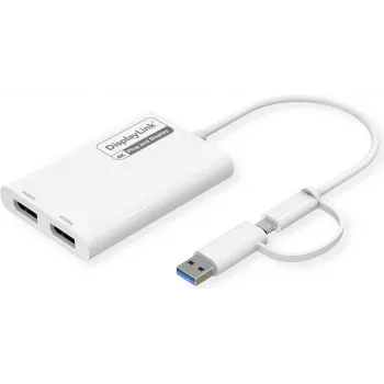 ROLINE Adapter wyświetlacza USB typu C A - Dual DP 4K60 ST/BU - Adapter - Cyfrowy/Dane (12.03.3207)