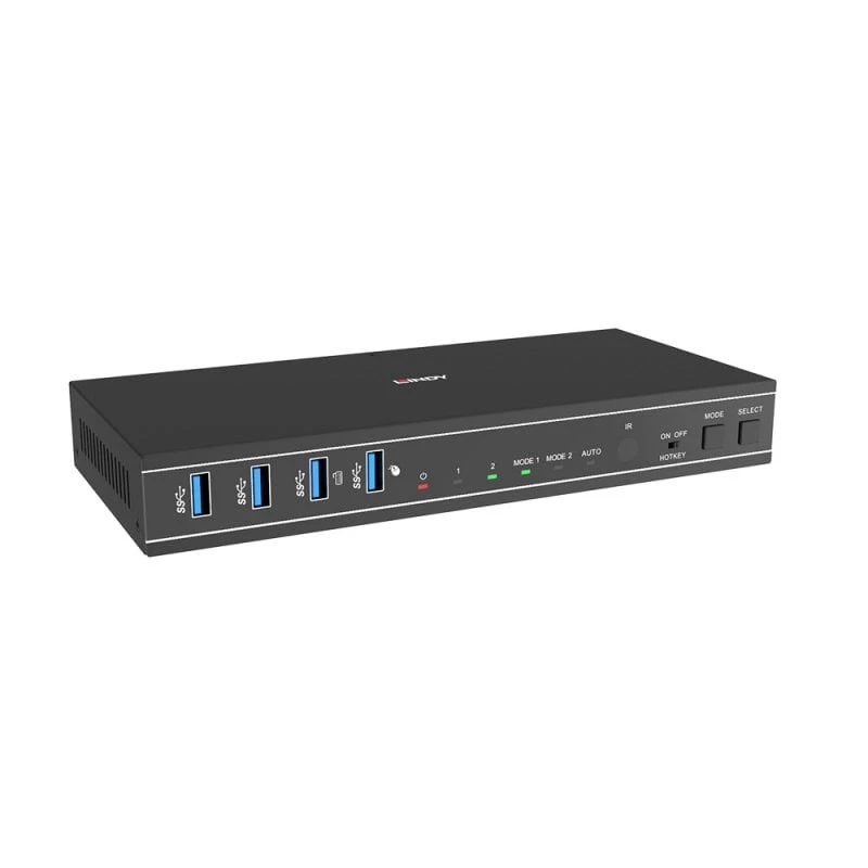 Lindy 2 Port Dual Head HDMI 4K60, USB 3.0 KVM Switch, 4096 x 2160 pikseli, 4K Ultra HD, Czarny