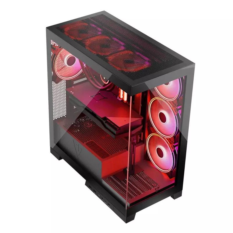 Obudowa PC MODECOM Volcano SPACE APEX ARGB Midi Tower, hartowane szkło, USB-C, obsługa ATX/microATX/Mini-ITX, GPU do 430 mm, chłodzenie CPU do 180 mm