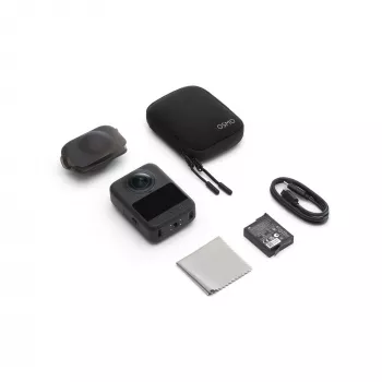 Kamera sportowa DJI Osmo 360 Standard Combo — 8K Ultra HD, 120 MP CMOS, 240 fps, stabilizacja elektroniczna, wyświetlacz 2 cale, MicroSD, 183 g, czarny