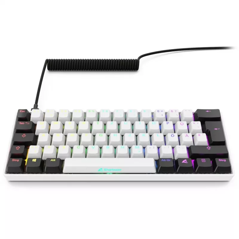 Klawiatura Sharkoon SGK50 S4 Domowa USB QWERTZ Niemiecka Biała RGB LED 60%