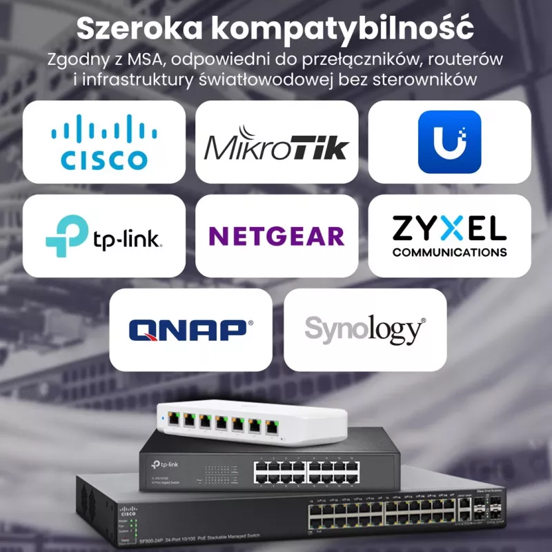 Extralink SFP28 25G 2-Pack | Moduł SFP28 | 25Gbps, LC/UPC Duplex, 1310nm, 10km, jednomodowy, transceiver sieciowy z funkcją DOM