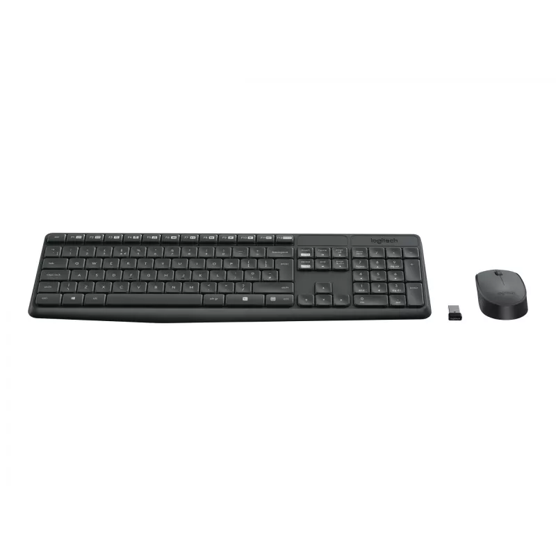 Logitech MK235 Bezprzewodowy zestaw klawiatury i myszy pełnowymiarowy szary