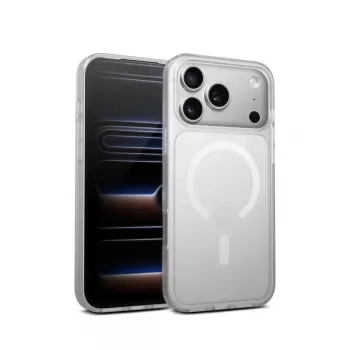 Etui Crong Hybrid Matte Magnetic MagSafe do iPhone 17 Pro — półprzezroczysty biały, PC+TPU