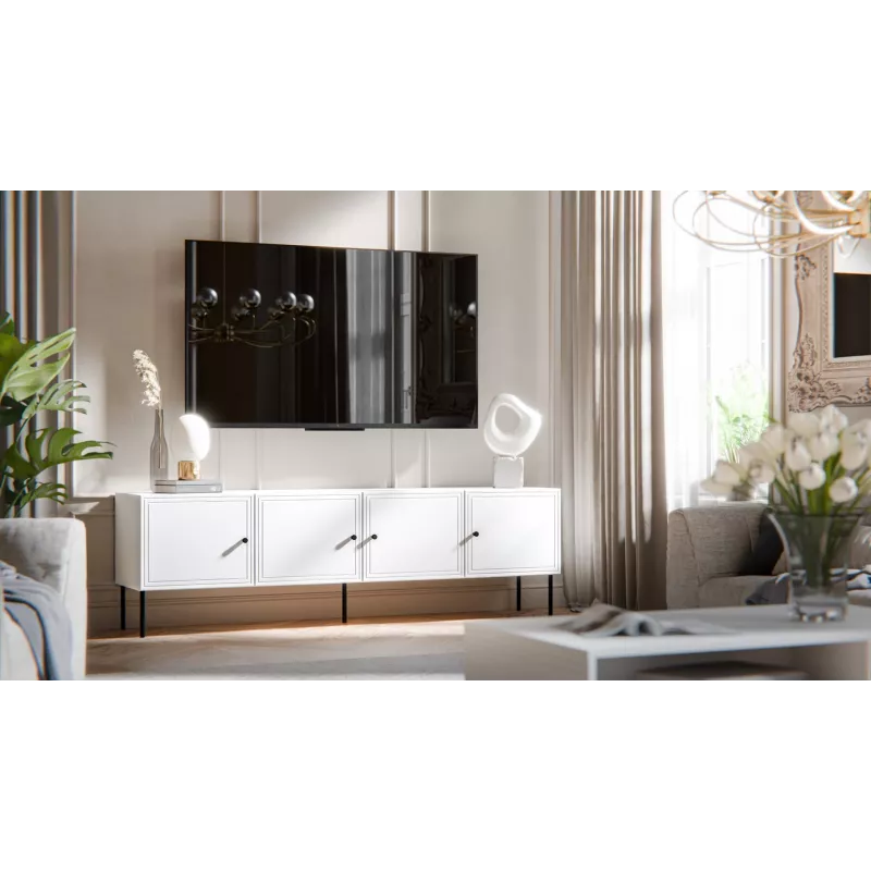 4D szafka RTV PALAZZO BIS 201x40x60 biały matowy