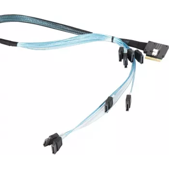 Supermicro - Wewnętrzny kabel SAS - 1x8 cienki SAS (SFF-8654) (M) lewostronnie zagięty do SATA (M) 70 cm