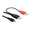 Kabel USB DeLOCK 2x USB2.0-A męski / USB mini 5-pin 1 m Czarny