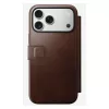 Nomad Modern Leather Folio etui na telefon komórkowy Pokrowiec dla iPhone 17 Pro Max — Brązowy, skóra, ekran 6,3 cala, 4 kieszenie na karty