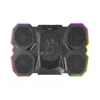 Podkładka chłodząca do laptopa ESPERANZA EGC107 — 3 wentylatory 1200–2600 RPM, 390×255×38 mm, USB PD, RGB, 5 pozycji wysokości, czarna