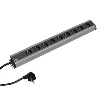Bachmann 300.001 przedłużacz zasilania 2 m 9 gniazd AC do użytku wewnętrznego Czarny, Szary