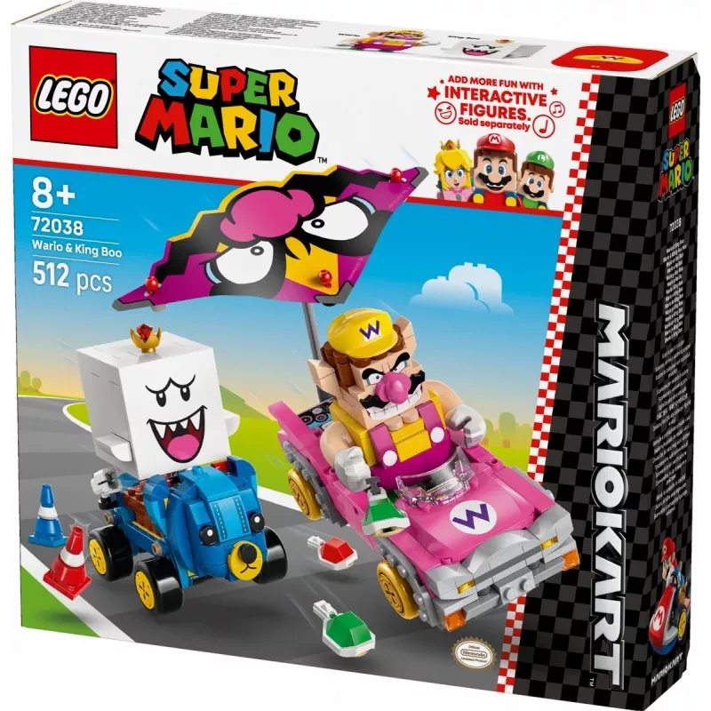 Zestaw klocków konstrukcyjnych LEGO 72038 Super Mario Mario Kart Wario King Buu Huu – figurki postaci i elementy toru