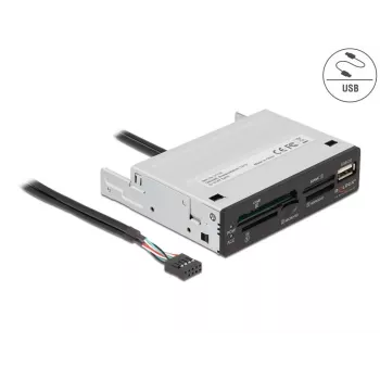 DeLOCK 91708 Czytnik kart USB 2.0 Wewnętrzny Czarny Szary CF SD MicroSD