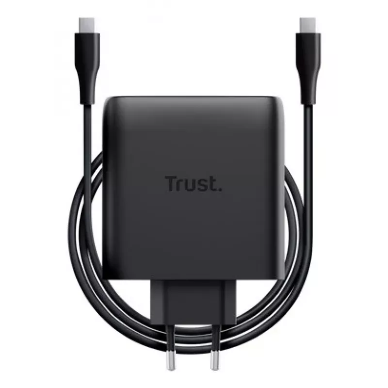 TRUST Maxo 100W 2-Port USB-C GaN Charger — 100 W, 2× USB-C, 20 V max, kabel 2 m, czarny