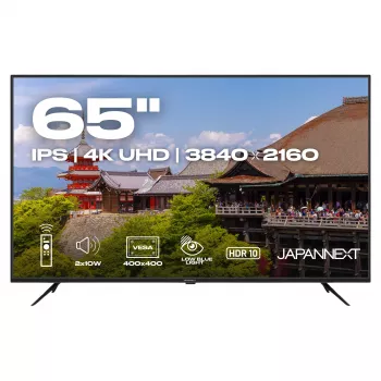 164,0cm/65 (3840x2160) JAPANNEXT JN-IPS650UHD60F 16:9 IPS 60Hz HDMI USB WLAN Głośnik Czarny