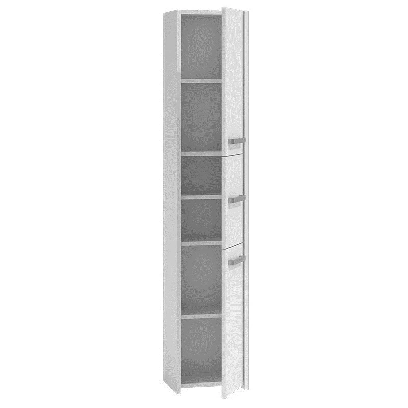 Szafka łazienkowa stojąca top e shop S33 BIEL — wolnostojąca, biała, 6 półek, 300×300×1700 mm