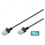 Kabel krosowy DIGITUS CAT6 U-UTP cienki 1,5 m, czarny — zestaw 10 szt.