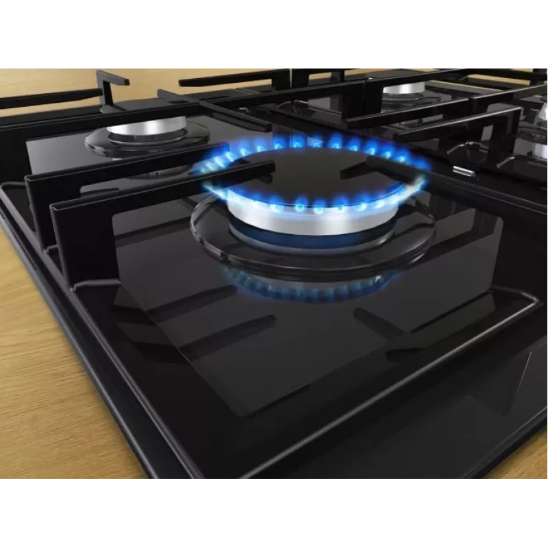 Gas hob Gorenje GT641KB, built-in 60 cm, 4 gas zones, tempered glass, cast iron grates, rotary knobs